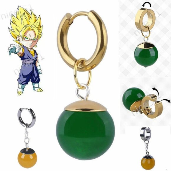 Super Dragon Ball Earrings Vegetto Potara Black Son Goku Zamasu Ear Stud single - Picture 3 of 13